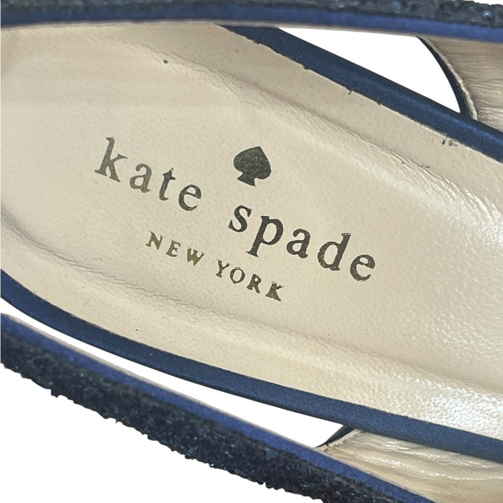 Kate Spade"Charm" Blue Glitter Slingback Bow Peep Toe Pumps
Heels Size 8.5B - Picture 12 of 14